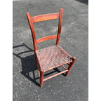 Antique Primitive 19th c. Ladderback Chair Woven Splint Seat Appalachian Country Folk Art 1800s Farmhouse