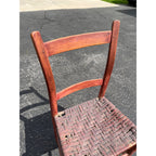 Antique Primitive 19th c. Ladderback Chair Woven Splint Seat Appalachian Country Folk Art 1800s Farmhouse