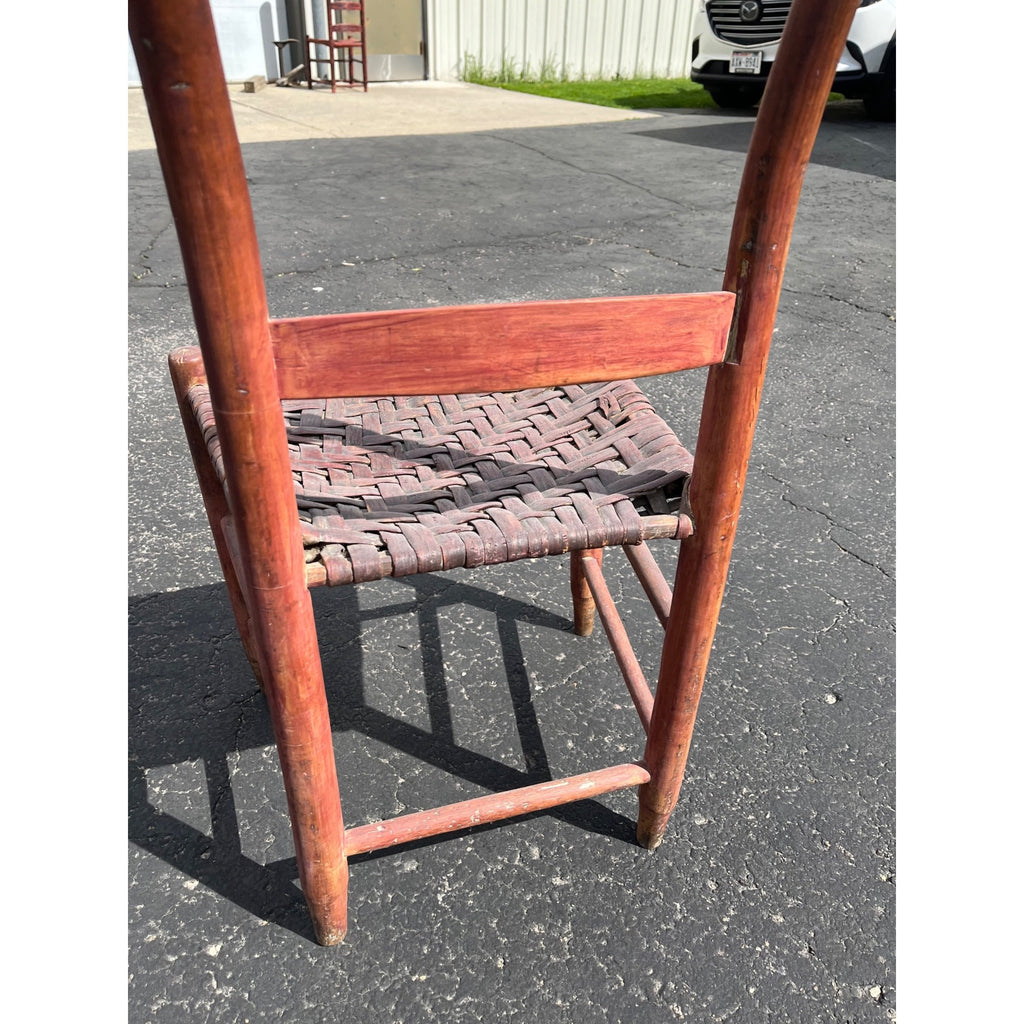 Antique Primitive 19th c. Ladderback Chair Woven Splint Seat Appalachian Country Folk Art 1800s Farmhouse