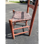 Antique Primitive 19th c. Ladderback Chair Woven Splint Seat Appalachian Country Folk Art 1800s Farmhouse