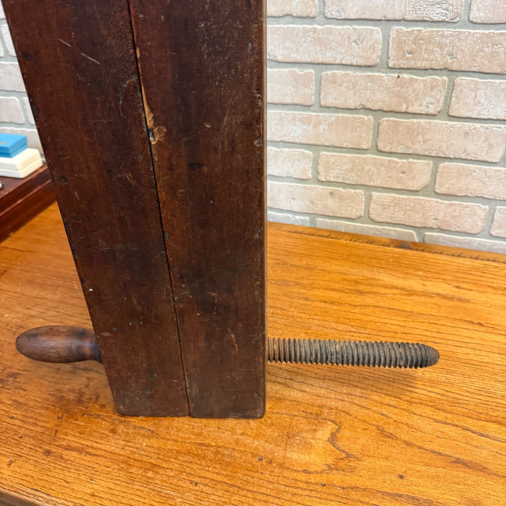 Antique Industrial Primitive Large Clamp Vise Tool Wooden