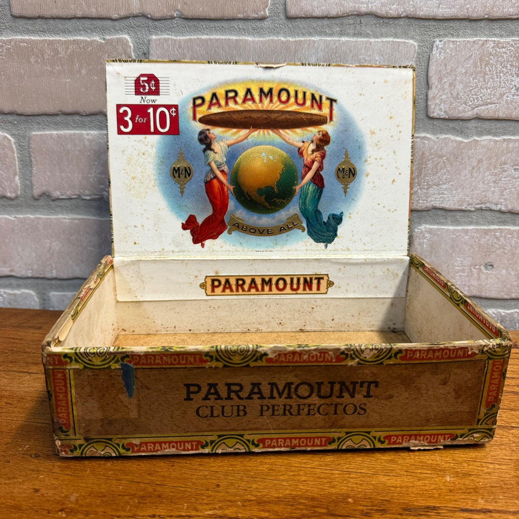 Vintage Paramount Cigar Wooden Box Wooden Advertising Display Ohio