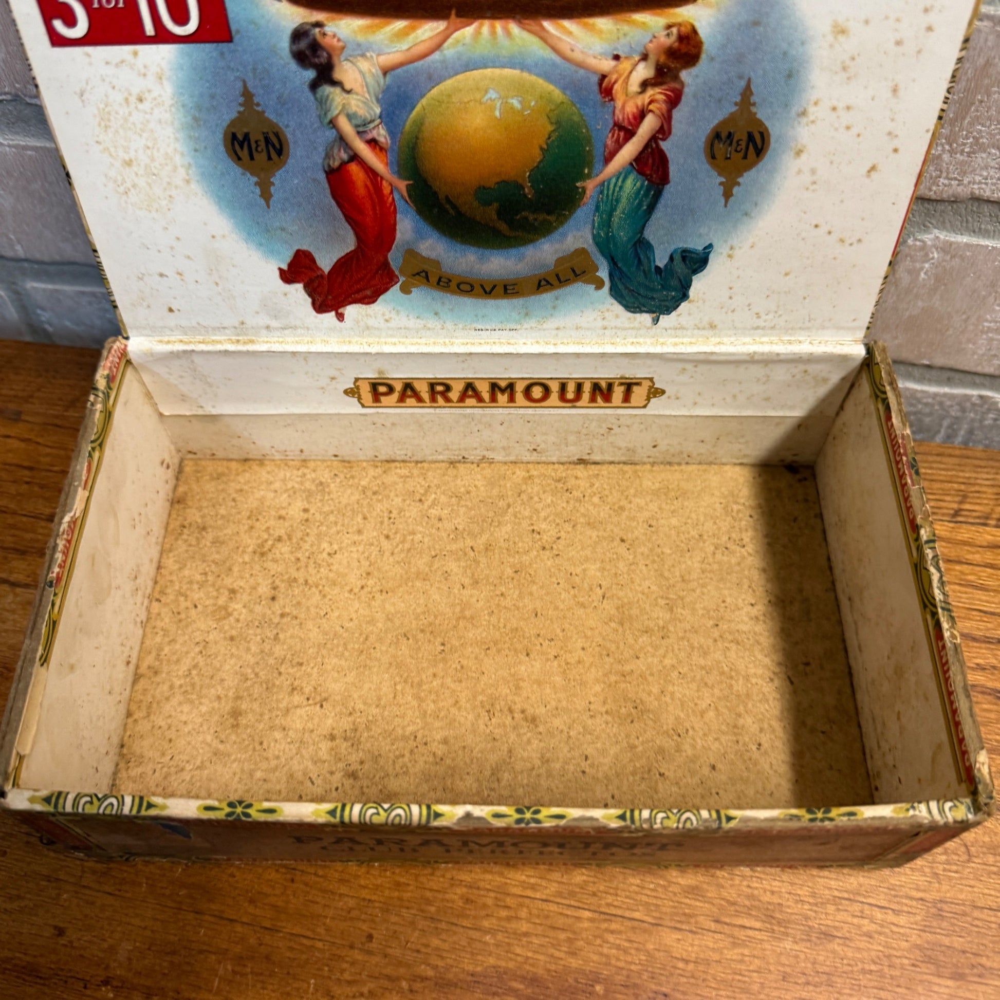 Vintage Paramount Cigar Wooden Box Wooden Advertising Display Ohio
