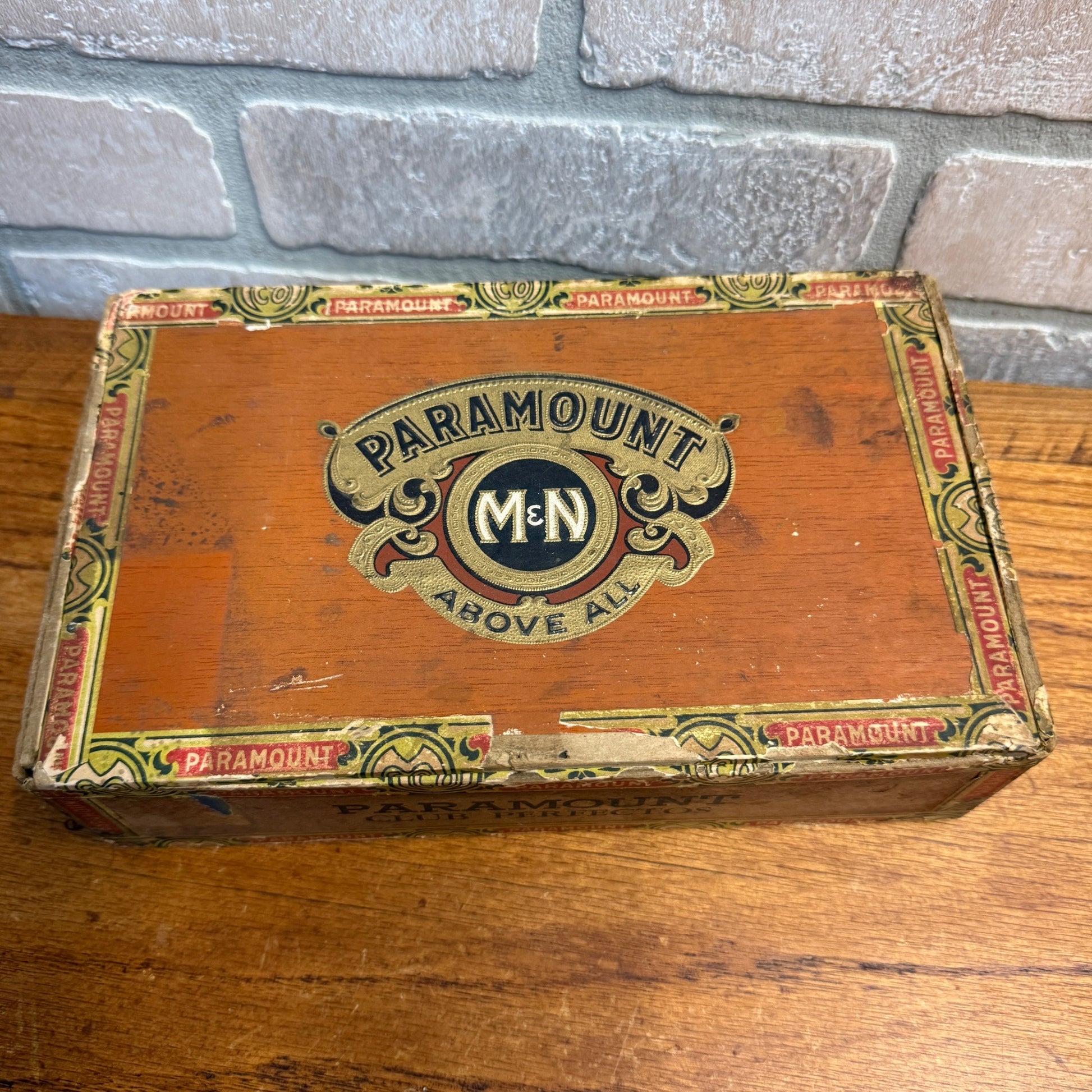 Vintage Paramount Cigar Wooden Box Wooden Advertising Display Ohio