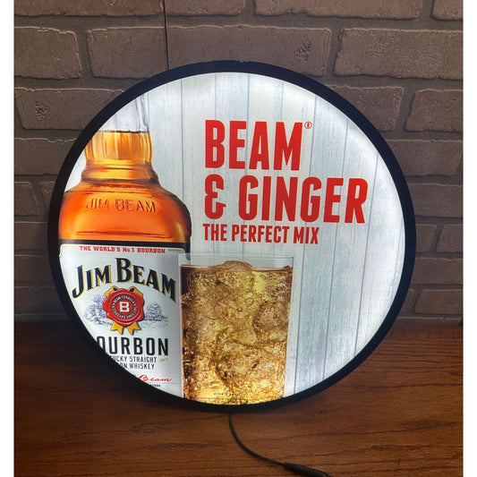 Jim Beam & Ginger Bourbon 18 1/2" LED Illuminated Sign Light Up "The Perfect Mix