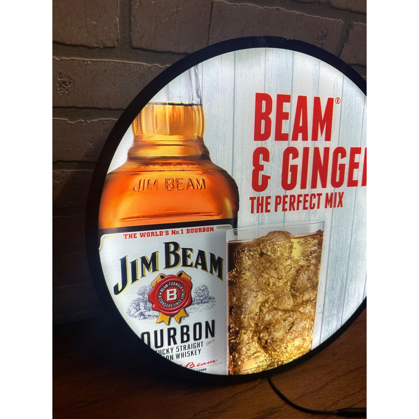 Jim Beam & Ginger Bourbon 18 1/2" LED Illuminated Sign Light Up "The Perfect Mix