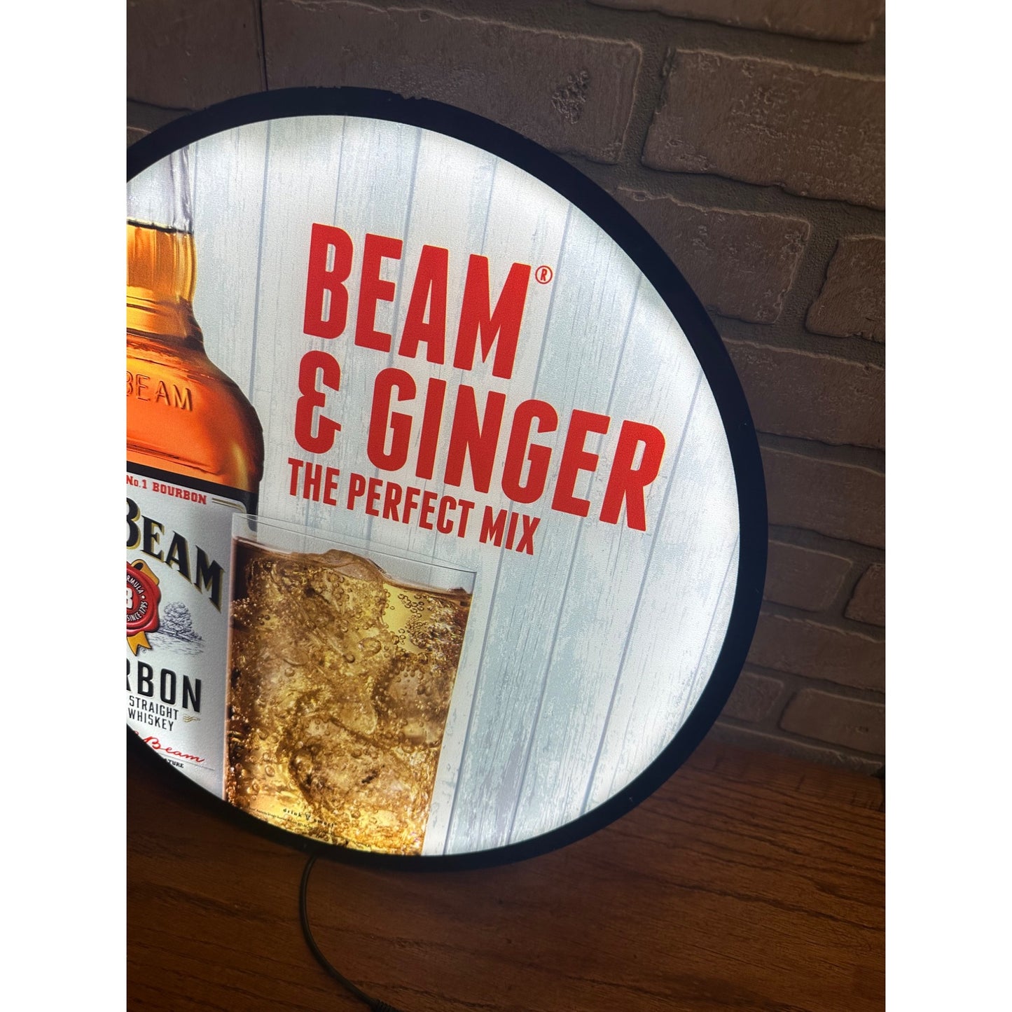 Jim Beam & Ginger Bourbon 18 1/2" LED Illuminated Sign Light Up "The Perfect Mix