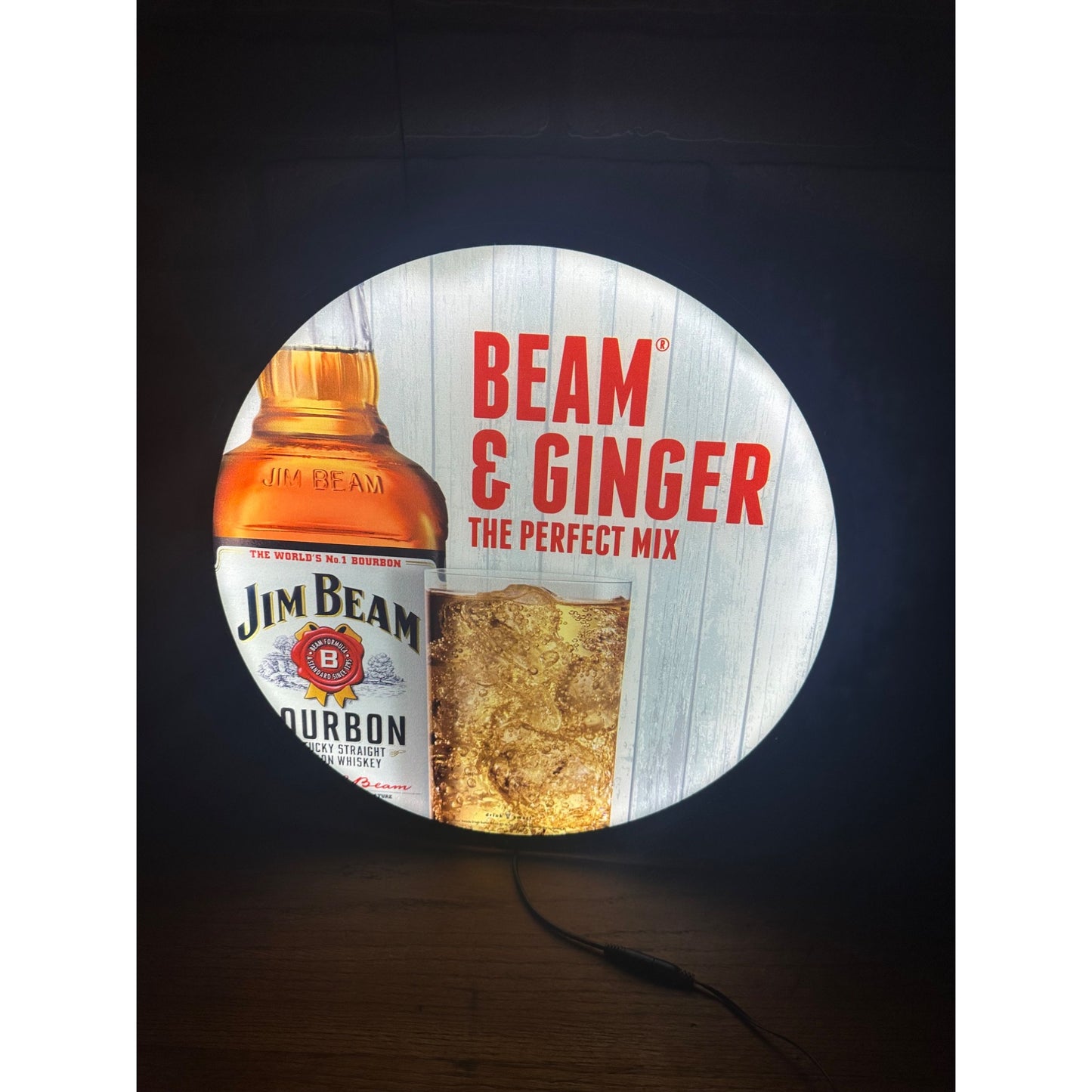 Jim Beam & Ginger Bourbon 18 1/2" LED Illuminated Sign Light Up "The Perfect Mix