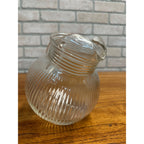 Vintage Hazel Atlas Clear Ribbed Tilted Ball Pitcher Glass w/ Ice Lip