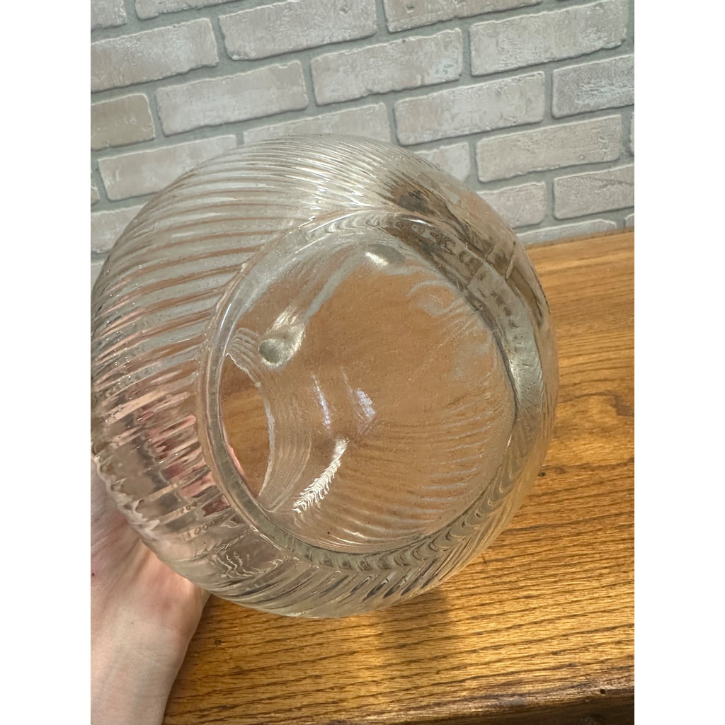 Vintage Hazel Atlas Clear Ribbed Tilted Ball Pitcher Glass w/ Ice Lip