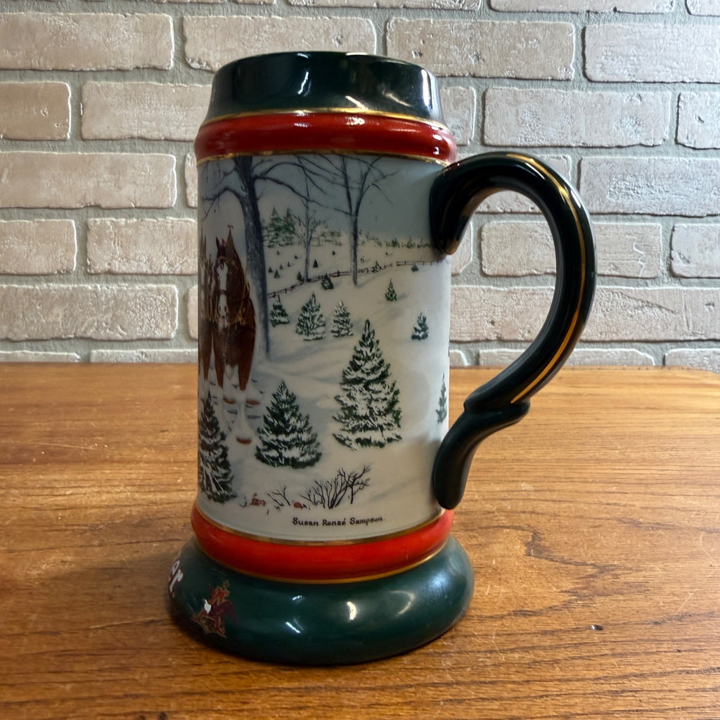 Vintage 1991 Budweiser Clydesdale Horses Beer Stein Mug Ceramic Susan Sampson