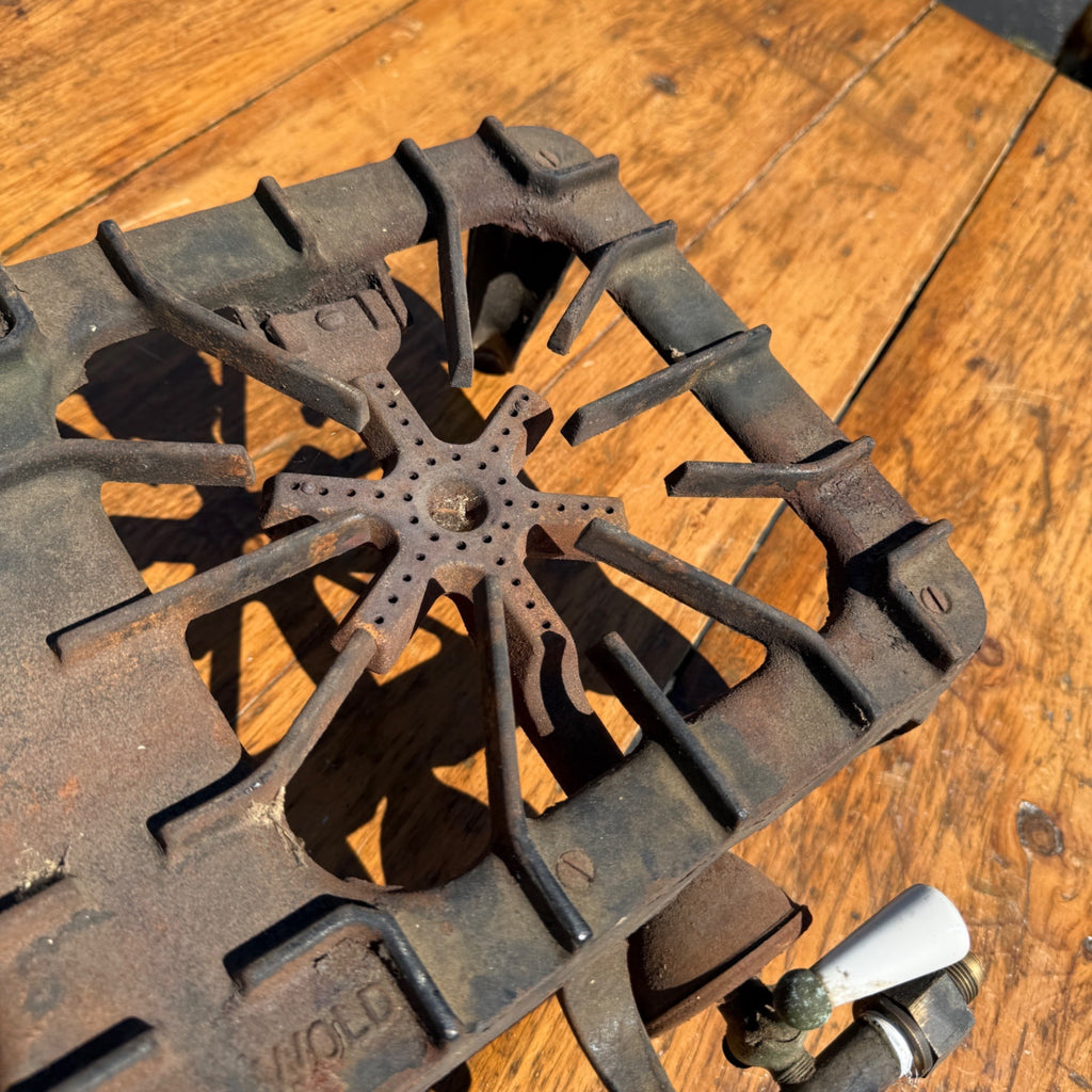 Antique Griswold Cast Iron 2 Burner Gas Cook Stove Top Double Cook Top