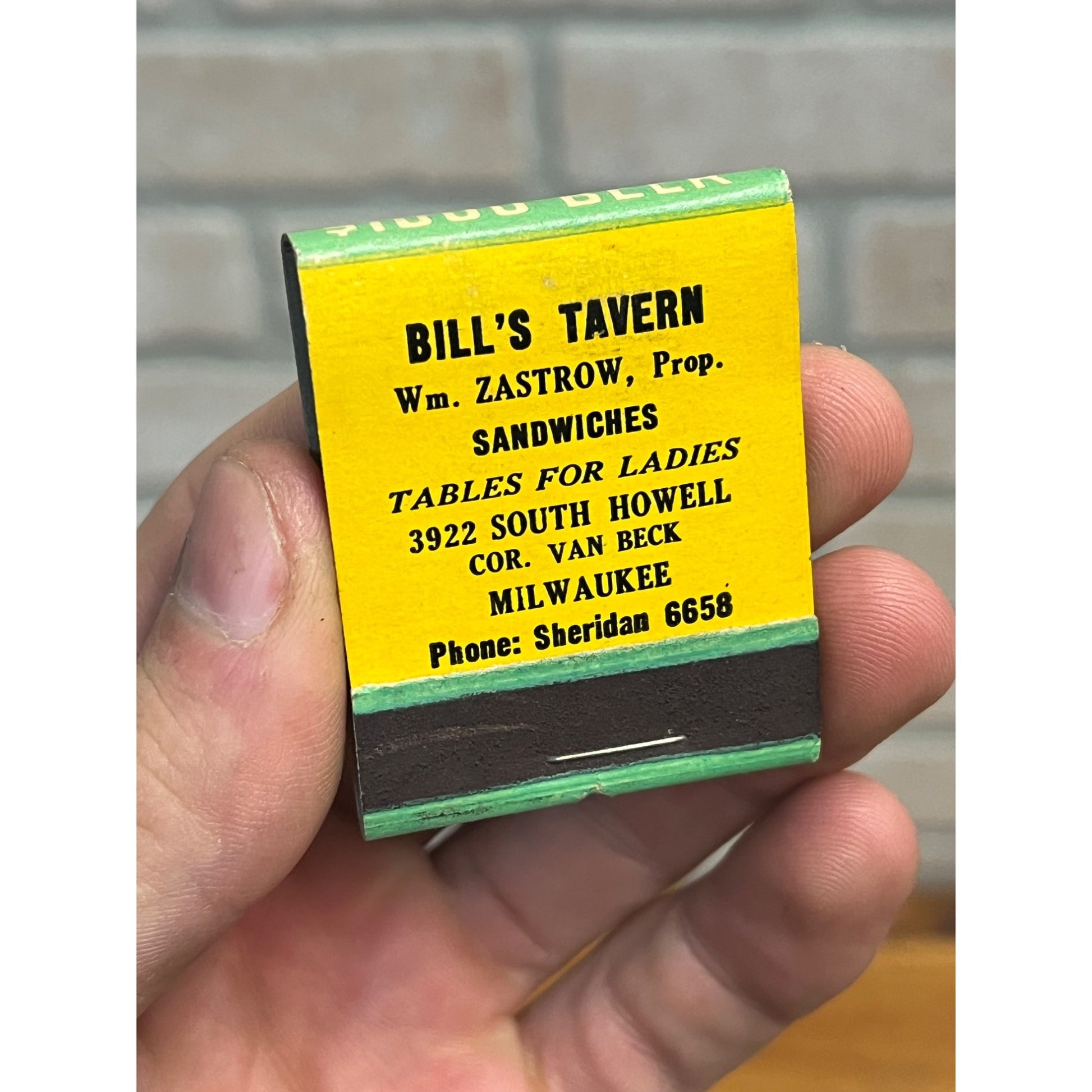 Vintage Gettelman Beer Milwaukee Wis Matchbook Full Advertising Bill's Tavern