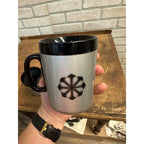 TWO WEST BEND THERMO SERV PLASTIC MUGS SILVER & BLACK  Mid-Century MCM