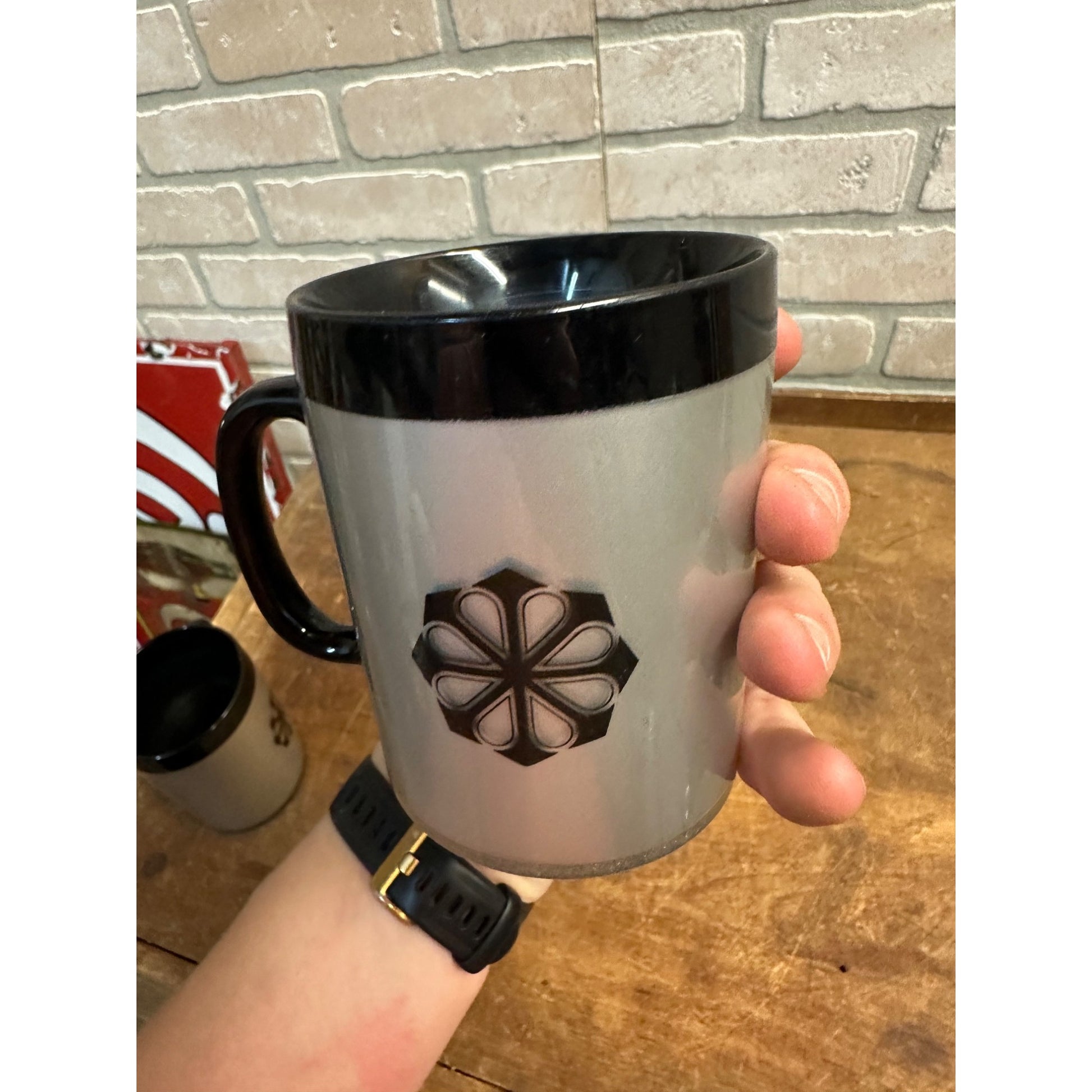 TWO WEST BEND THERMO SERV PLASTIC MUGS SILVER & BLACK  Mid-Century MCM