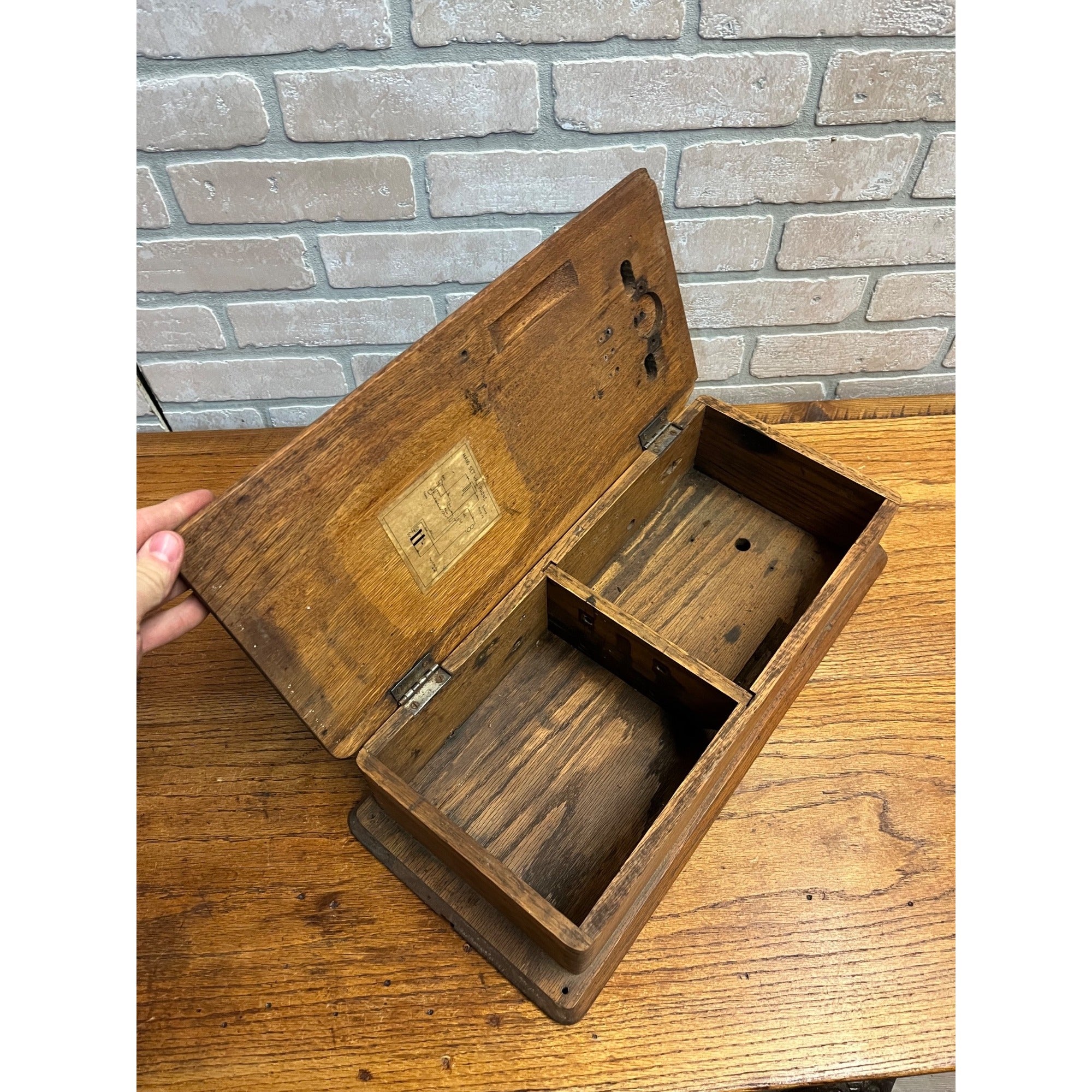 Antique Oak Telephone Wall Box Cabinet Empty - Parts/Restore