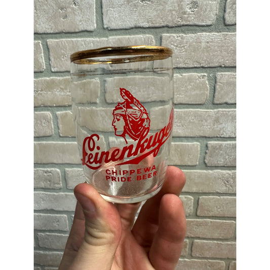 Leinenkugel's Beer 3" Sampler Tester Glass Gold Rim Chippewa Pride Wisconsin