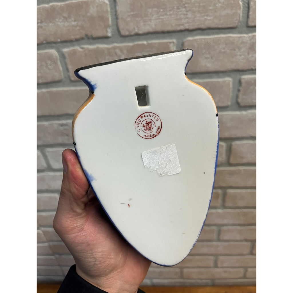 Vintage 1930s Lusterware Wall Pocket Vase Handpainted Japan Bird 7" Long