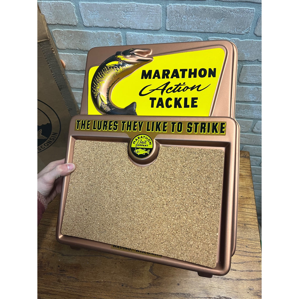 Marathon Fishing Lure Display Sign Bait Tackle Wausau Wisconsin