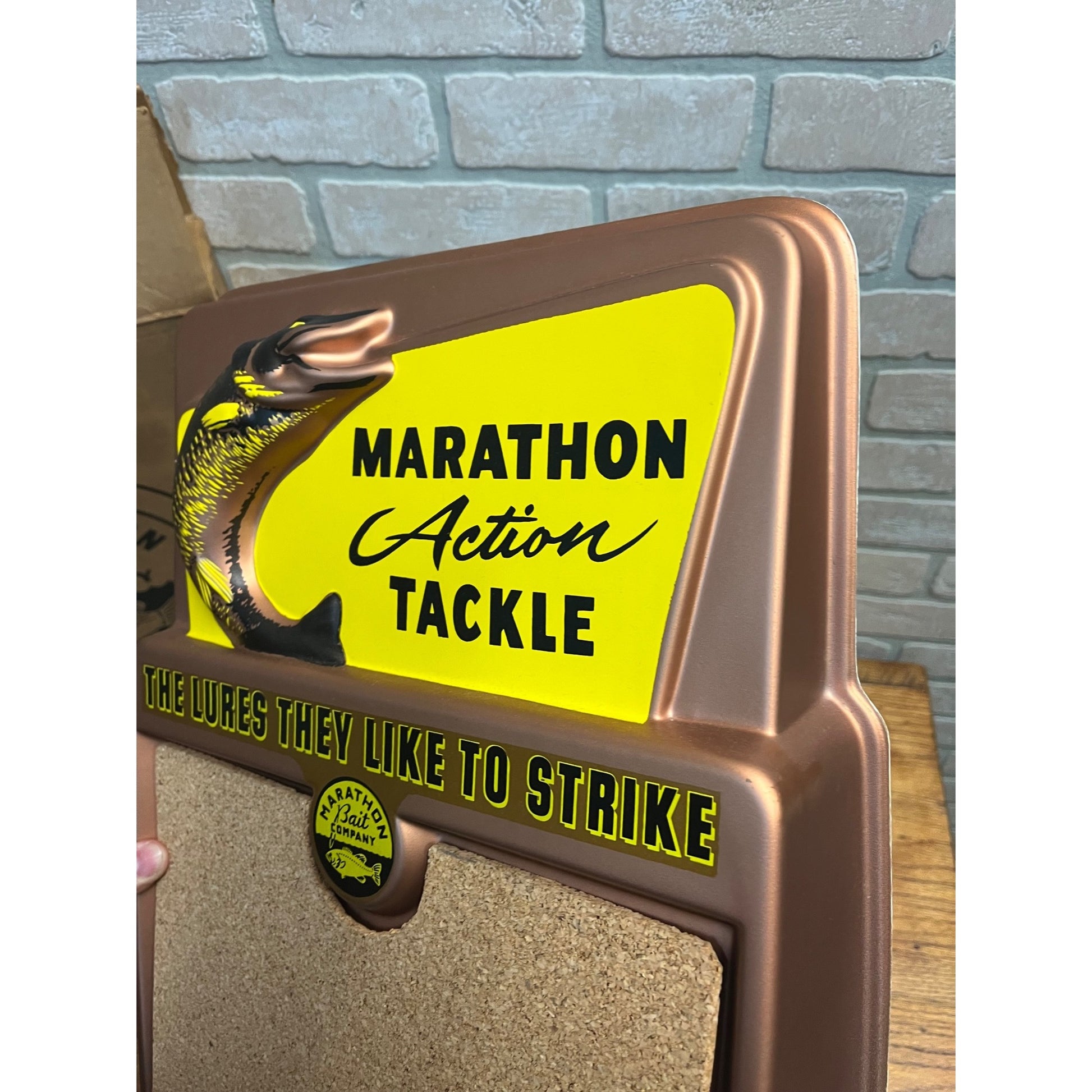 Marathon Fishing Lure Display Sign Bait Tackle Wausau Wisconsin