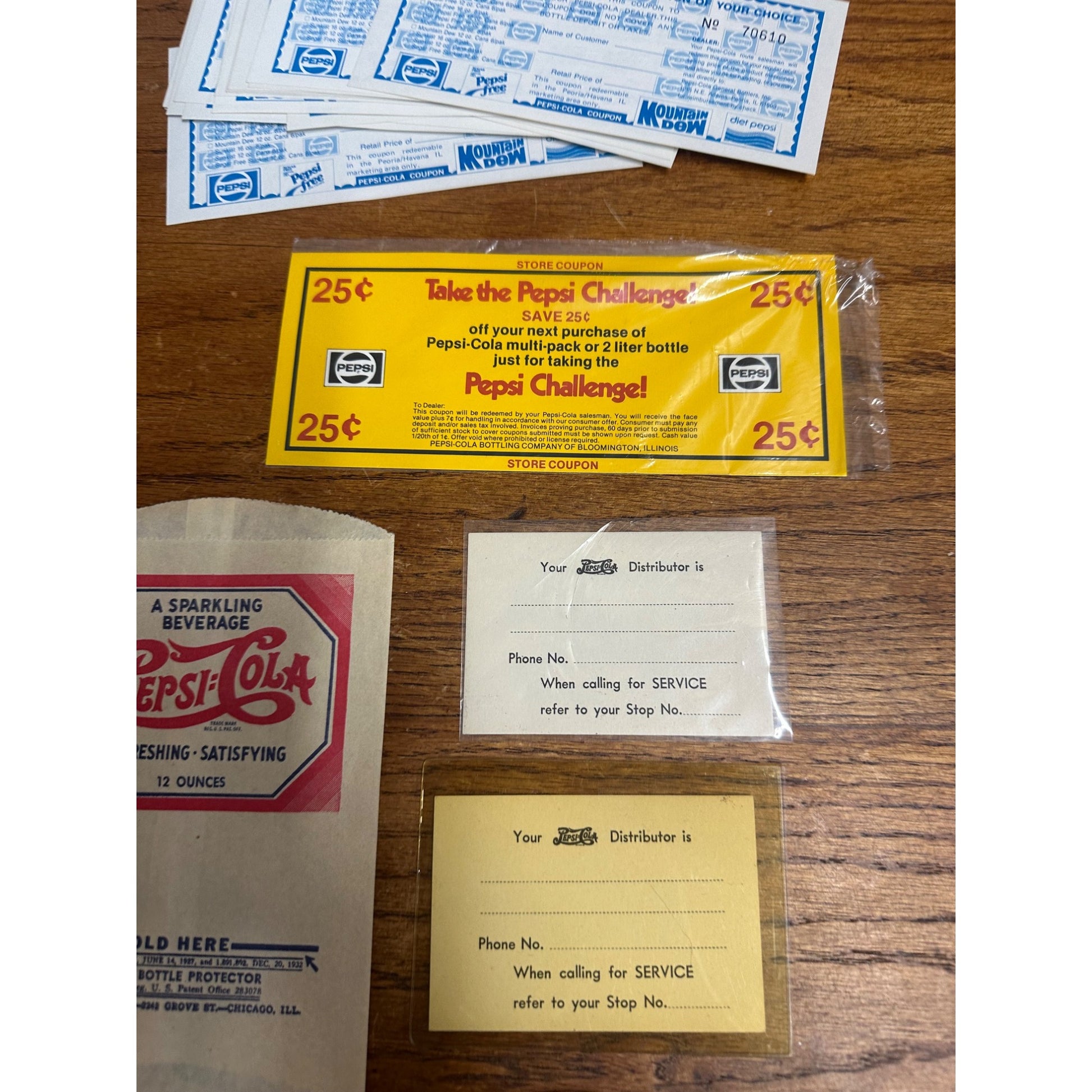 Vintage Pepsi Cola Advertising Lot No Drip Bottle Sleeve, Coasters, Coupons