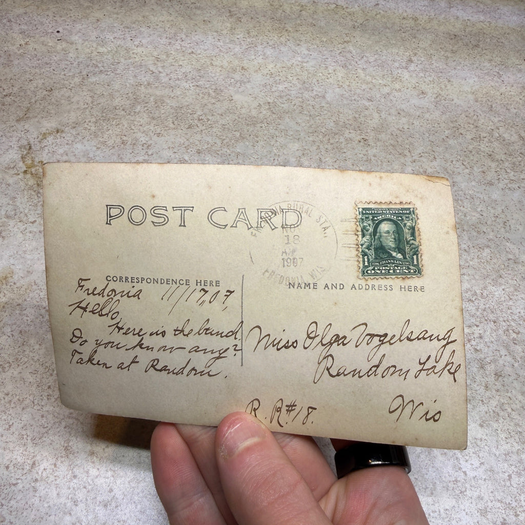 Early Random Lake Wis RPPC Postcard Cement Concrete Mixing? Wisconsin