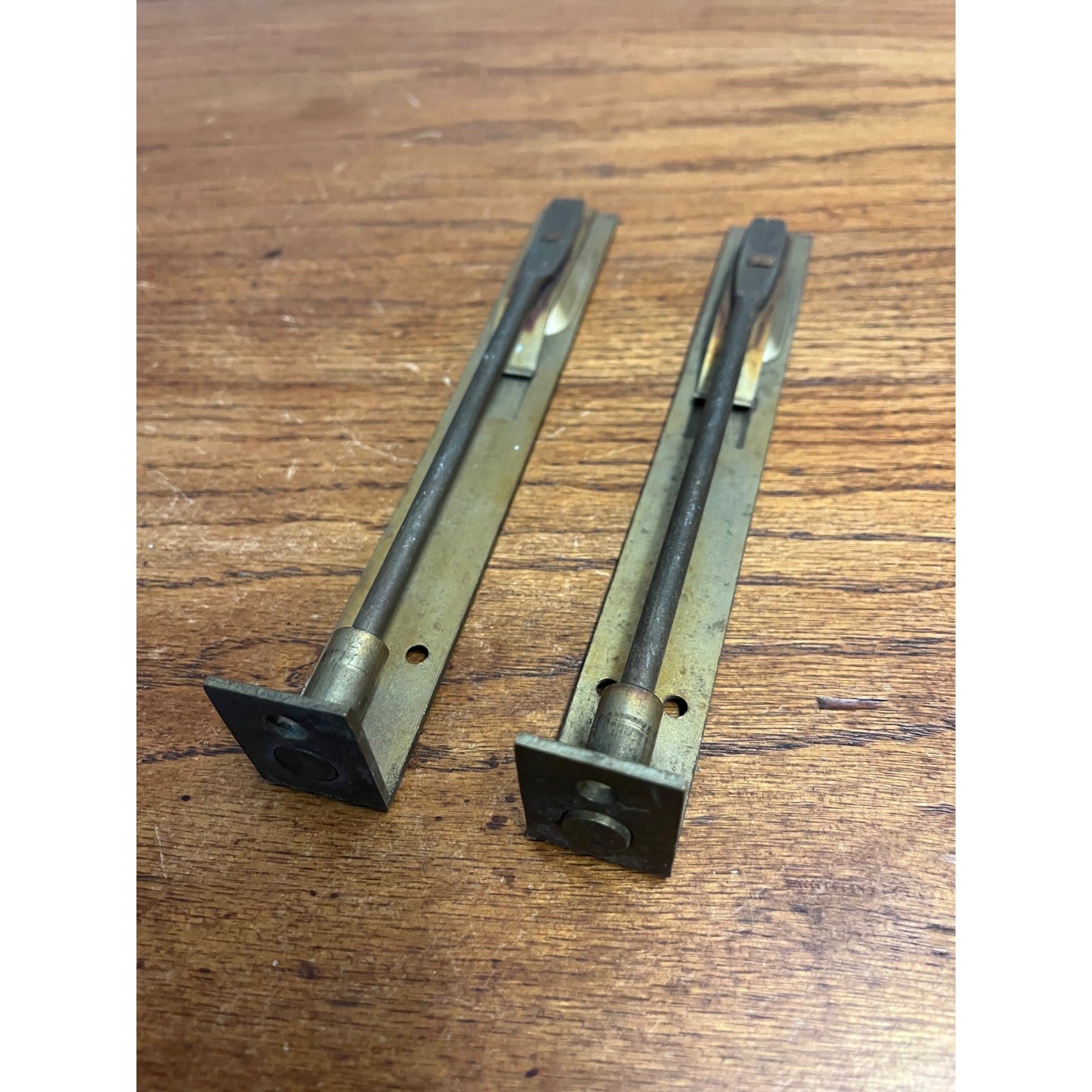 Antique Victorian Brass Flush Mount French Pocket Door Bolt Lock Set 8"