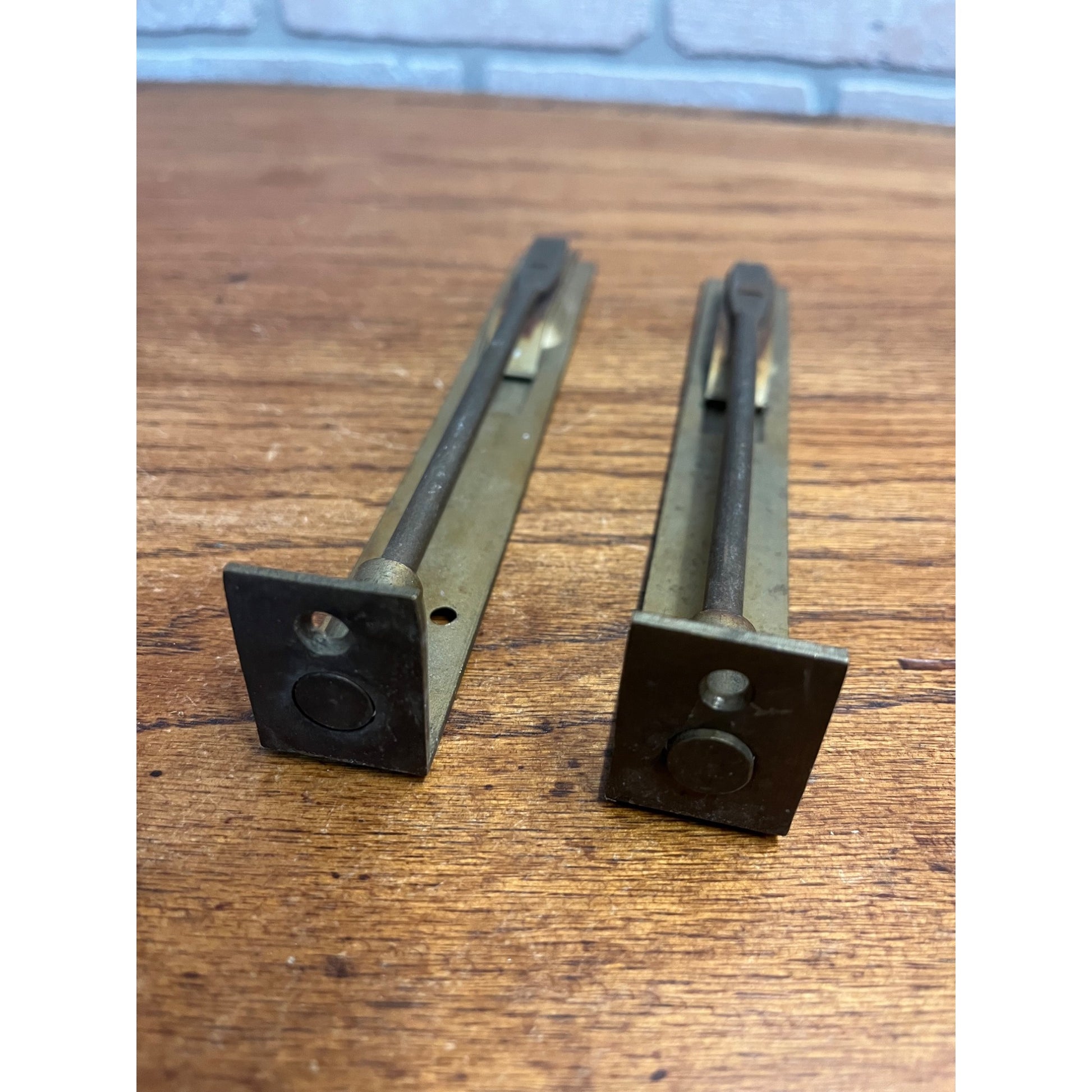 Antique Victorian Brass Flush Mount French Pocket Door Bolt Lock Set 8"