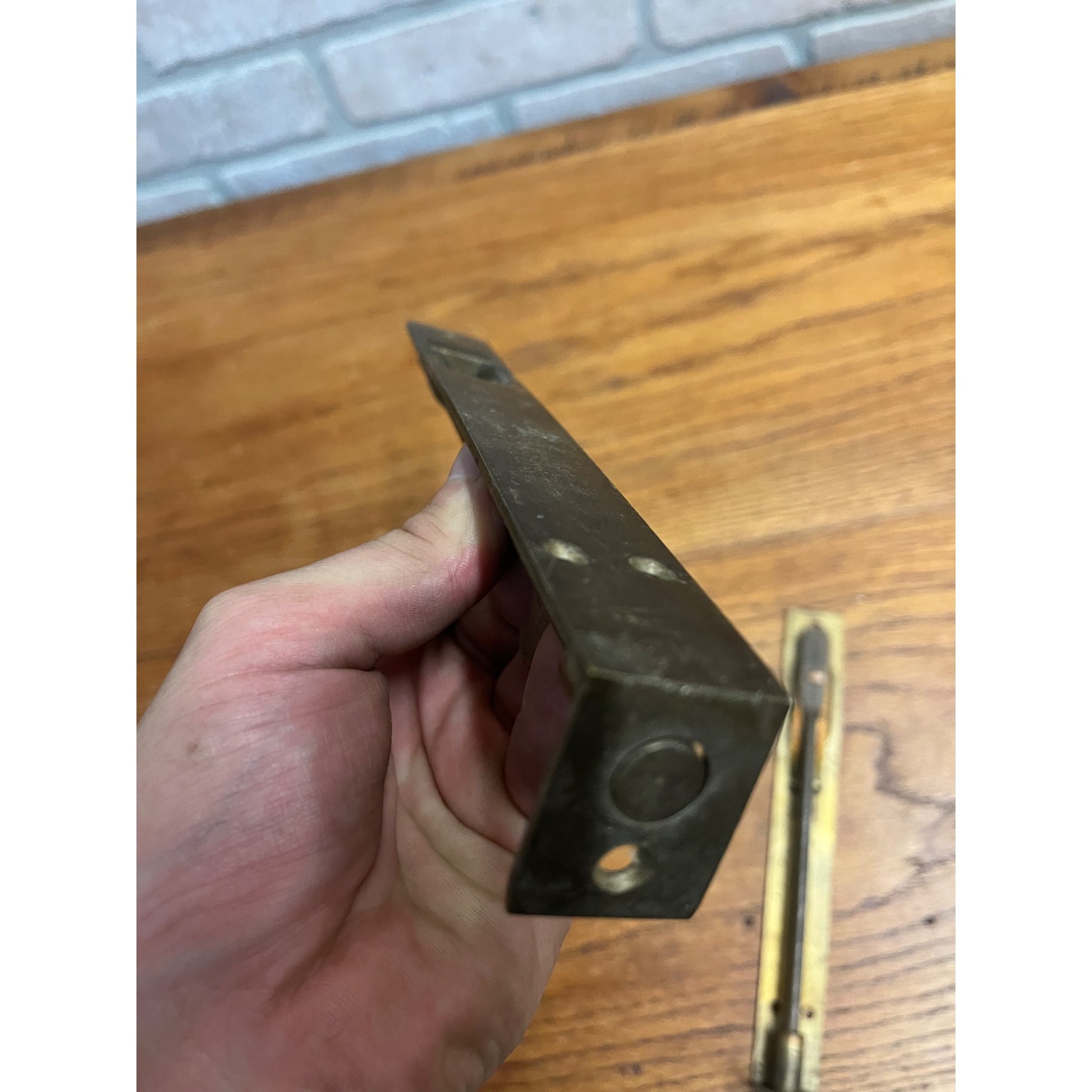 Antique Victorian Brass Flush Mount French Pocket Door Bolt Lock Set 8"