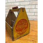 Vintage 1940s Coca-Cola Wooden Six-Pack Bottle Carrier Case WWII Wings Logo