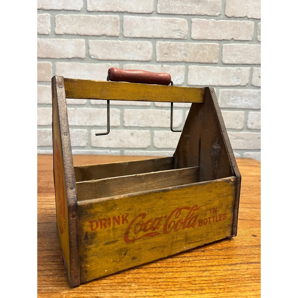 Vintage 1940s Coca-Cola Wooden Six-Pack Bottle Carrier Case WWII Wings Logo