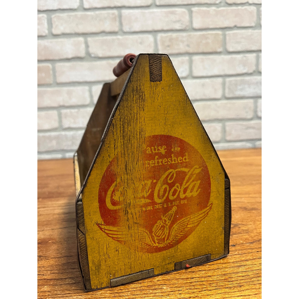 Vintage 1940s Coca-Cola Wooden Six-Pack Bottle Carrier Case WWII Wings Logo