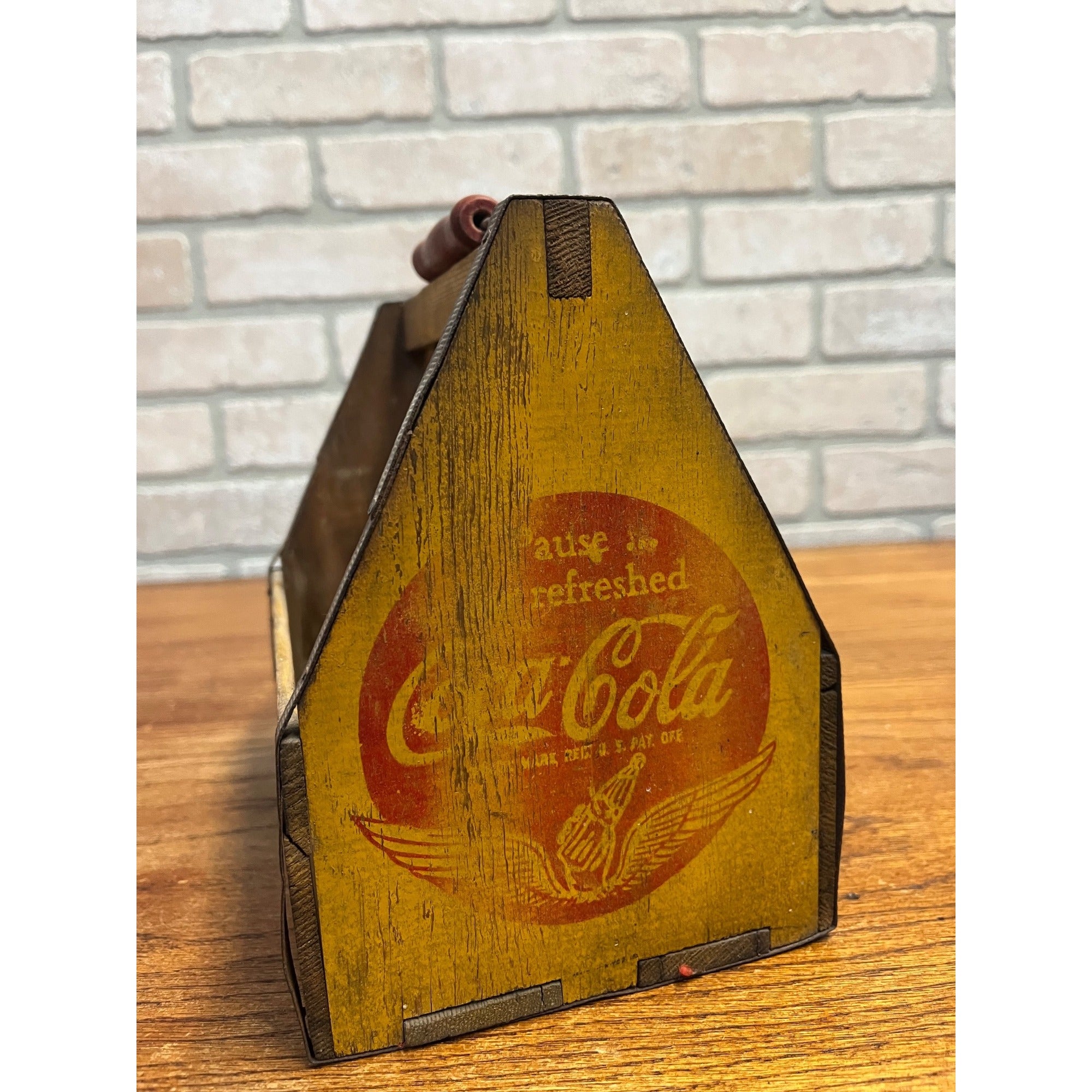 Vintage 1940s Coca-Cola Wooden Six-Pack Bottle Carrier Case WWII Wings Logo
