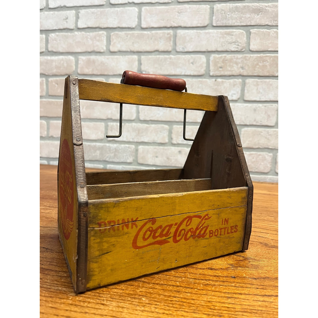 Vintage 1940s Coca-Cola Wooden Six-Pack Bottle Carrier Case WWII Wings Logo