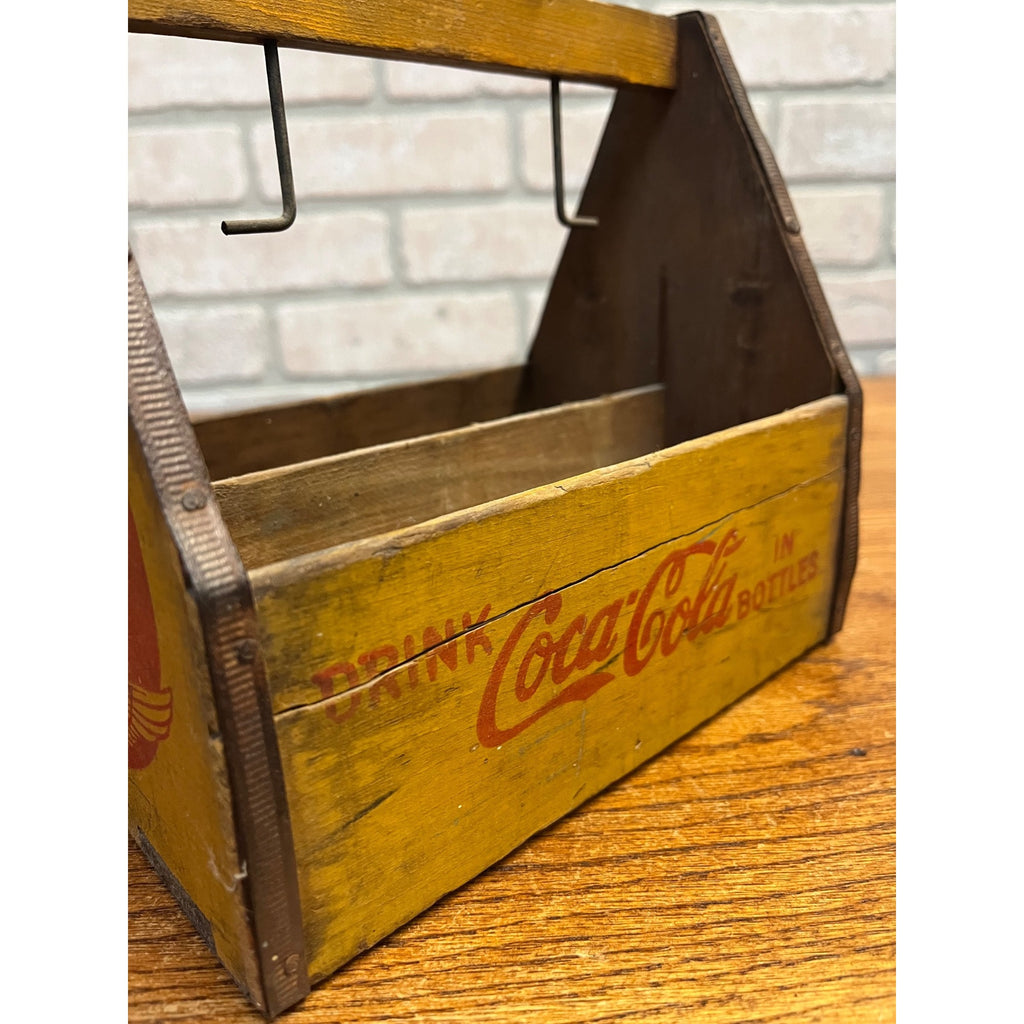 Vintage 1940s Coca-Cola Wooden Six-Pack Bottle Carrier Case WWII Wings Logo