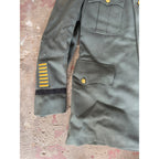Vintage Military Dress Uniform Jacket & Pants Green Wool Blend Striped Trousers Gold Buttons