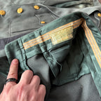 Vintage Military Dress Uniform Jacket & Pants Green Wool Blend Striped Trousers Gold Buttons