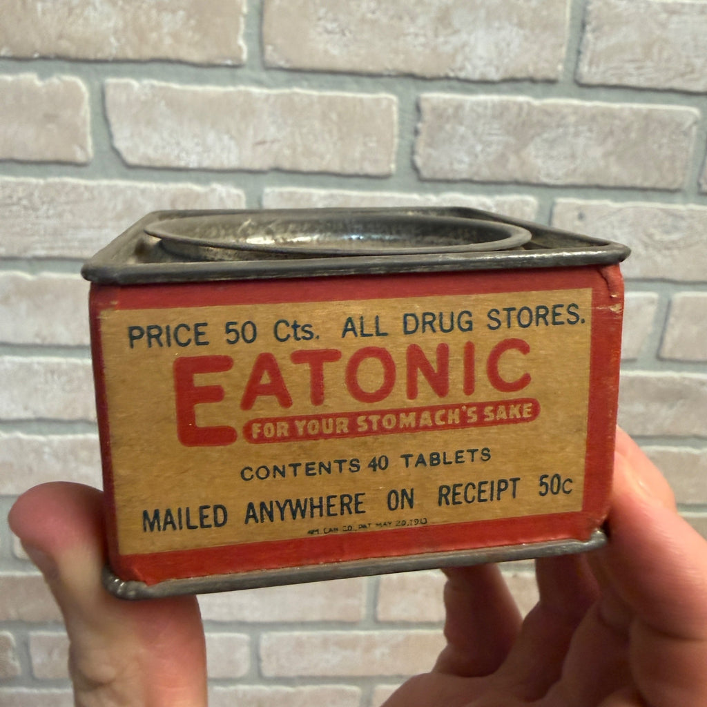 Vintage 1920s Eatonic Rmedy Co. Paper Label Tin Quack Medicine Can Chicago