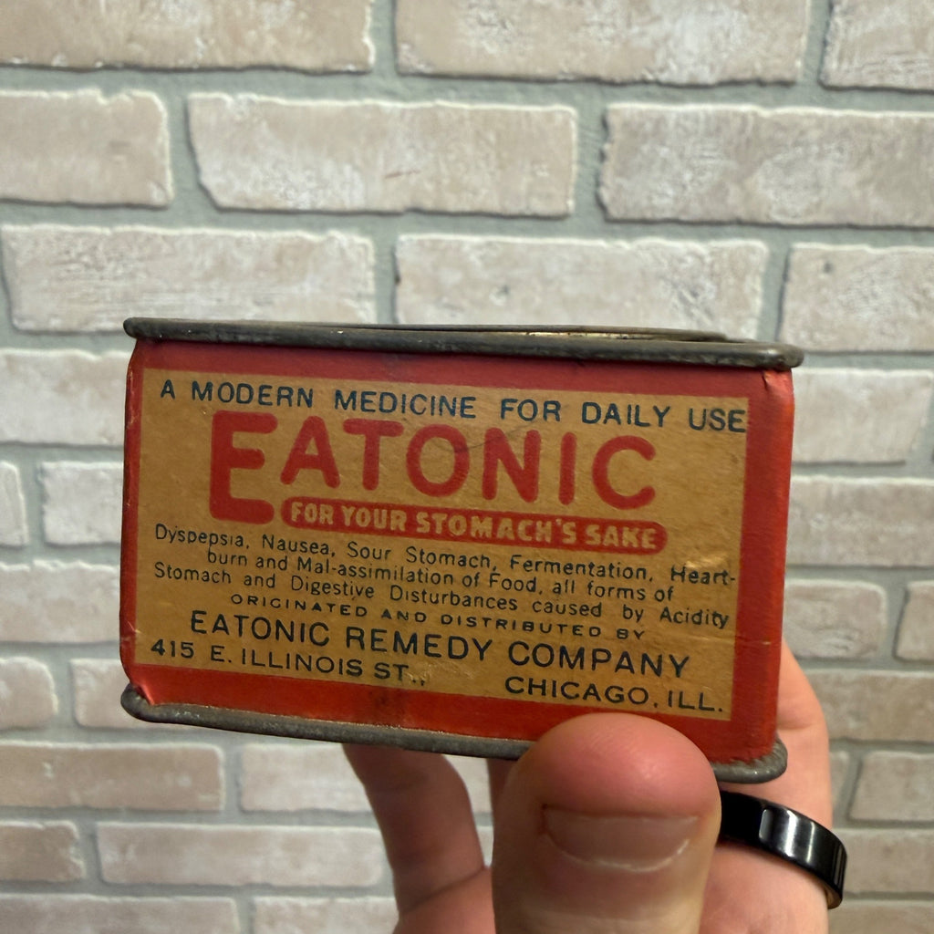 Vintage 1920s Eatonic Rmedy Co. Paper Label Tin Quack Medicine Can Chicago