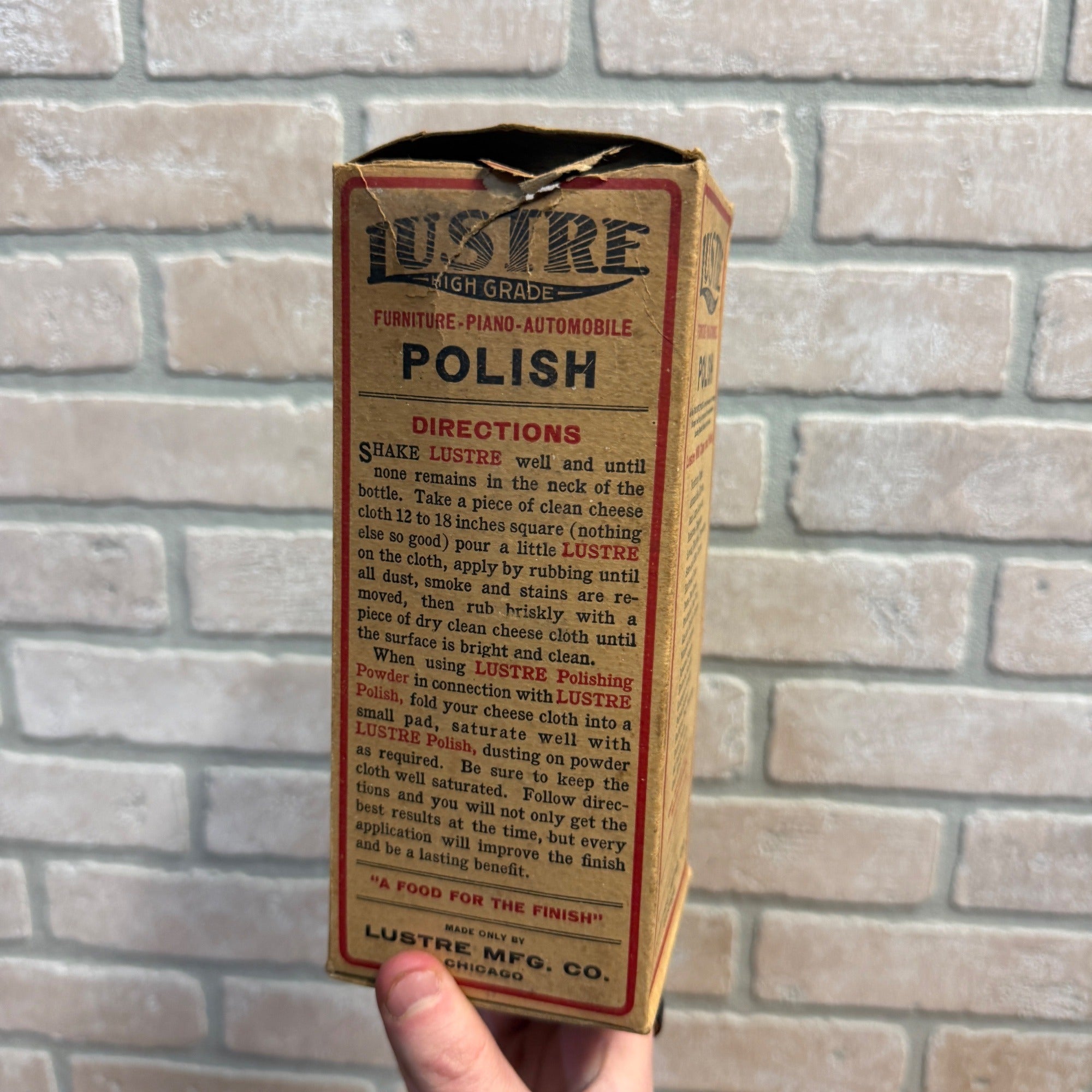 Vintage 1930s Lustre Polish Empty Advertising Box Furniture Automobile Chicago