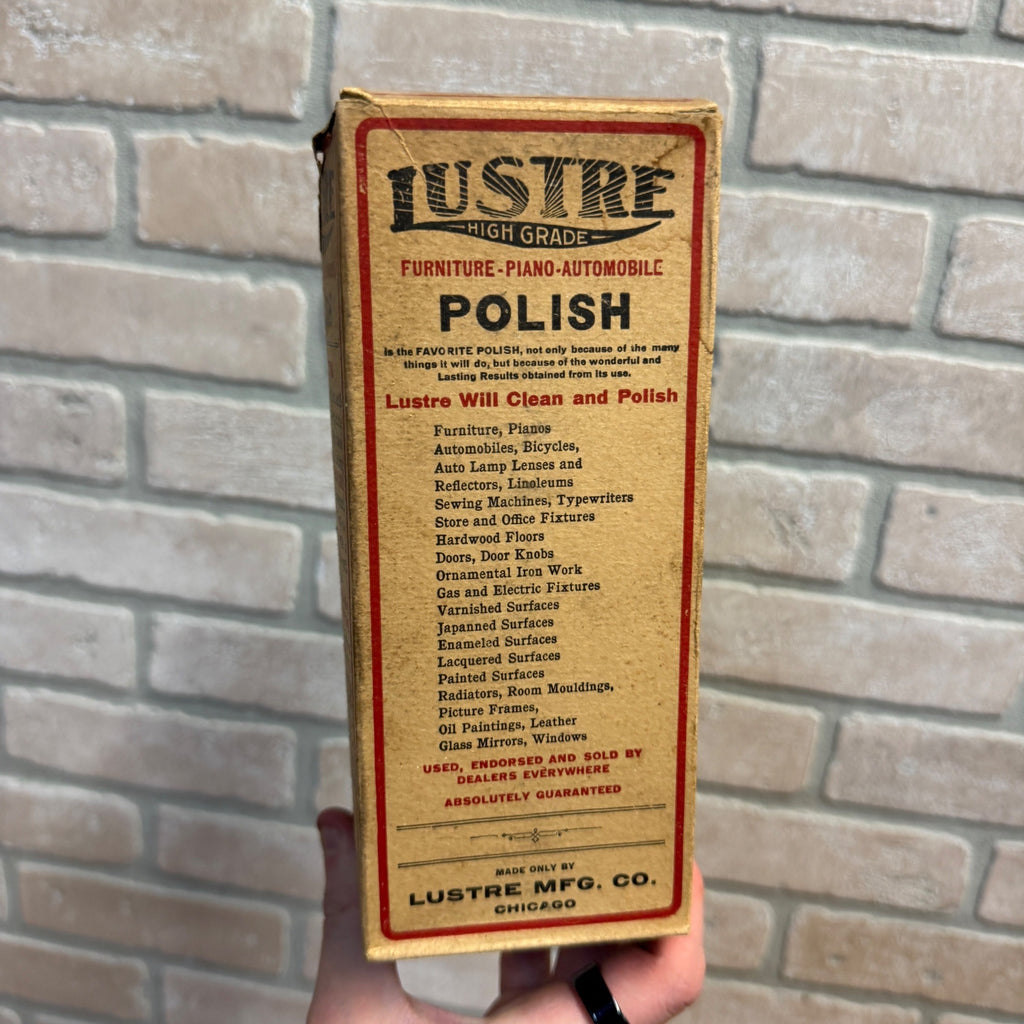 Vintage 1930s Lustre Polish Empty Advertising Box Furniture Automobile Chicago