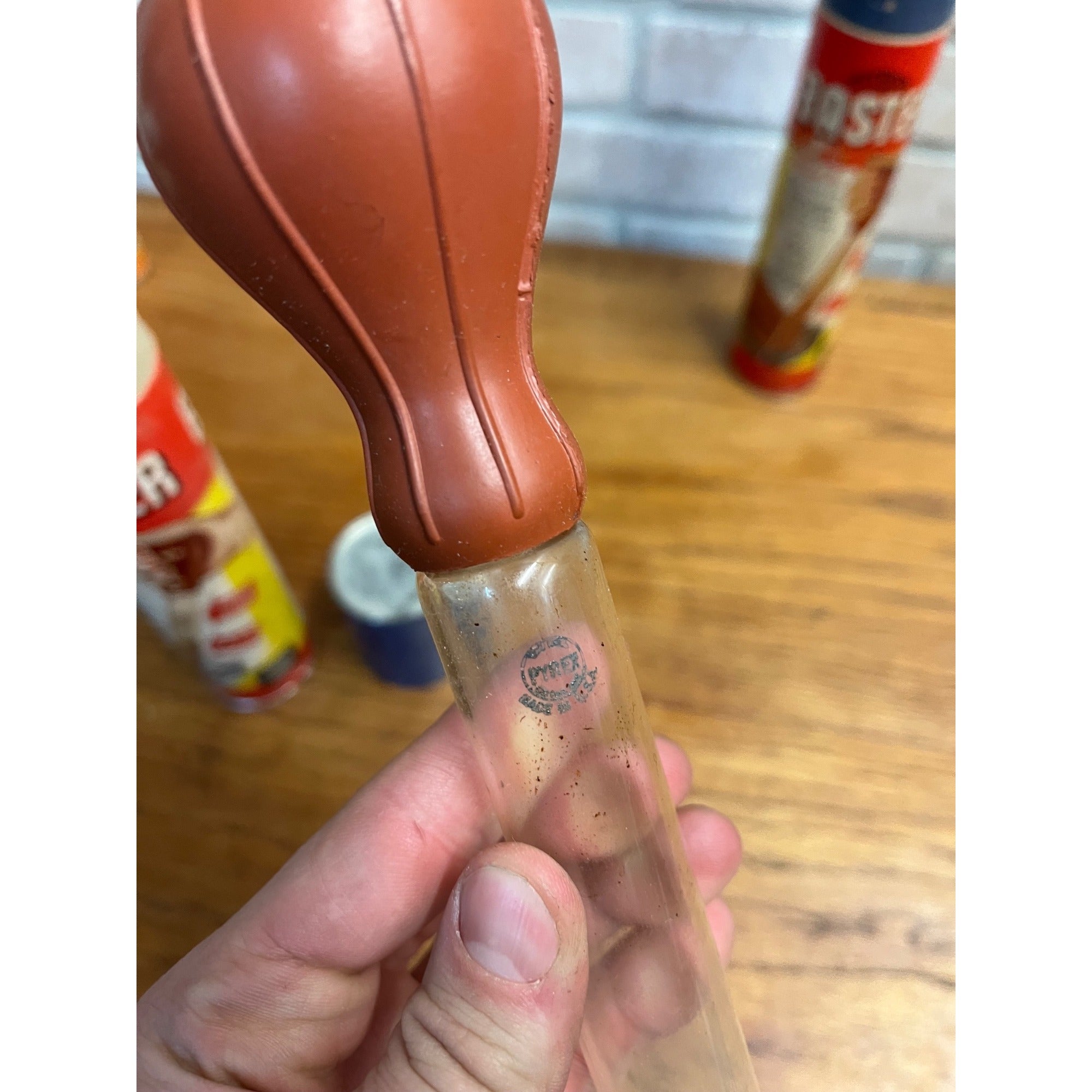 Vintage Pyrex Artbeck Glass Turkey Roast Chicken Baster Lot (2) w/ Tubes