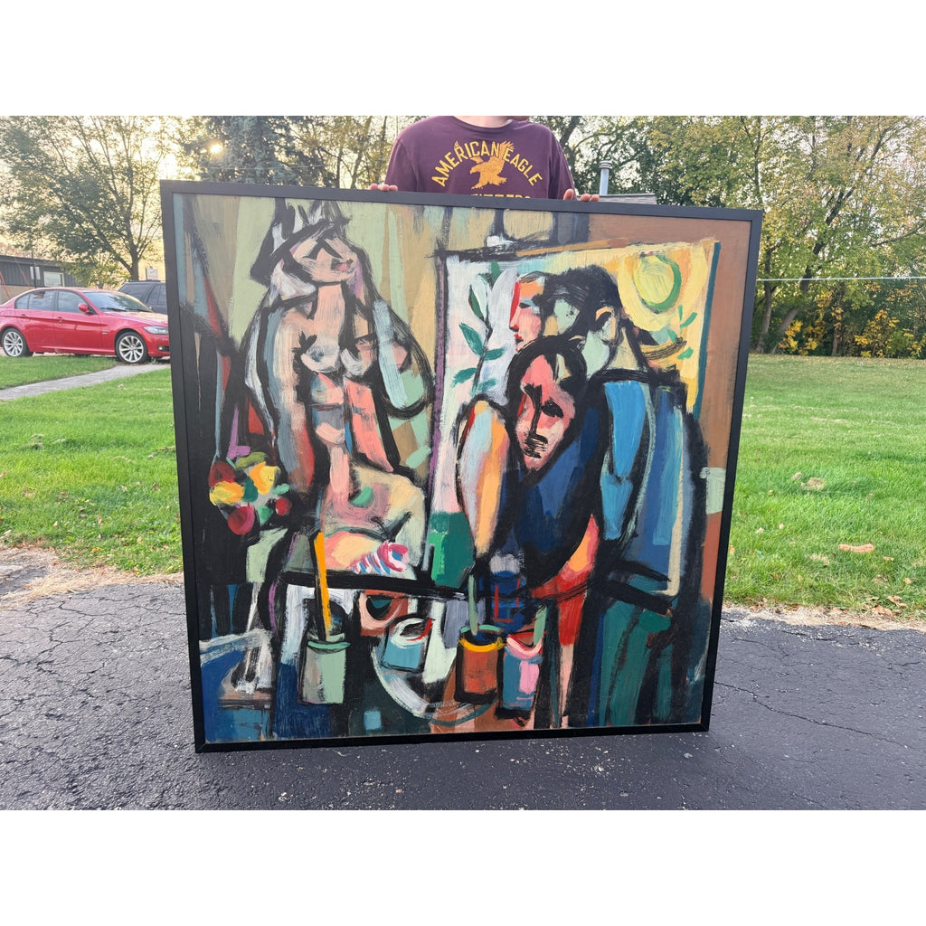 Hal Lotterman Original Modernist Figurative Painting Abstract Art MCM Mid-Century Modern