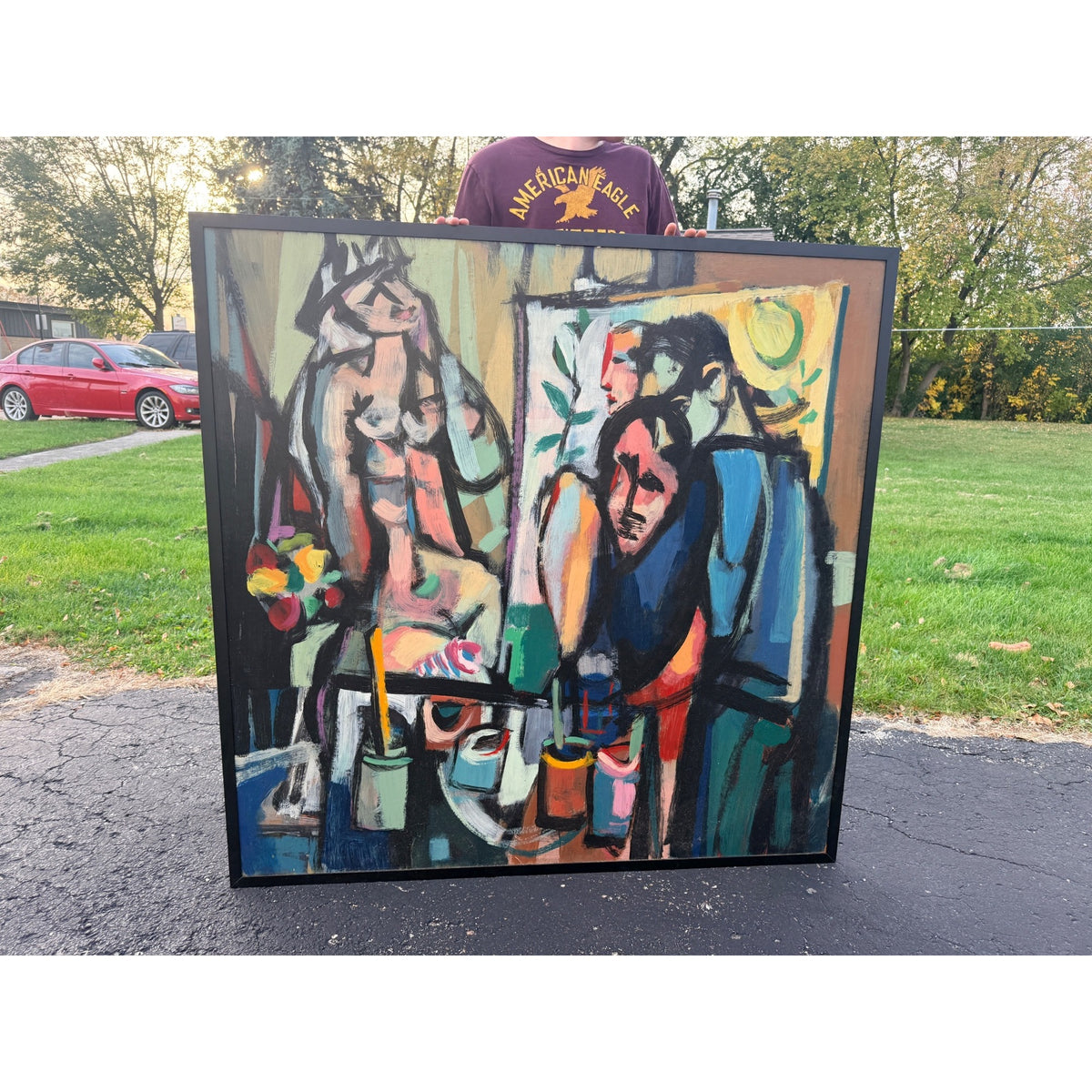 Hal Lotterman Original Modernist Figurative Painting Abstract Art MCM Mid-Century Modern