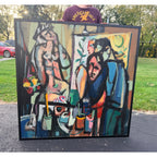 Hal Lotterman Original Modernist Figurative Painting Abstract Art MCM Mid-Century Modern