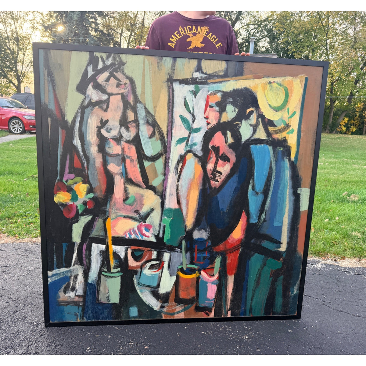 Hal Lotterman Original Modernist Figurative Painting Abstract Art MCM Mid-Century Modern