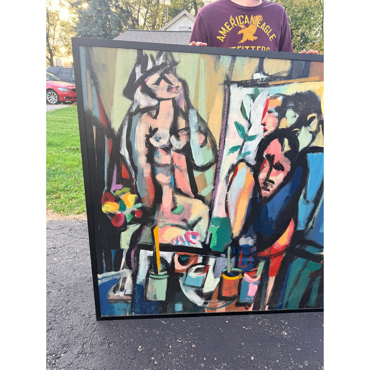Hal Lotterman Original Modernist Figurative Painting Abstract Art MCM Mid-Century Modern