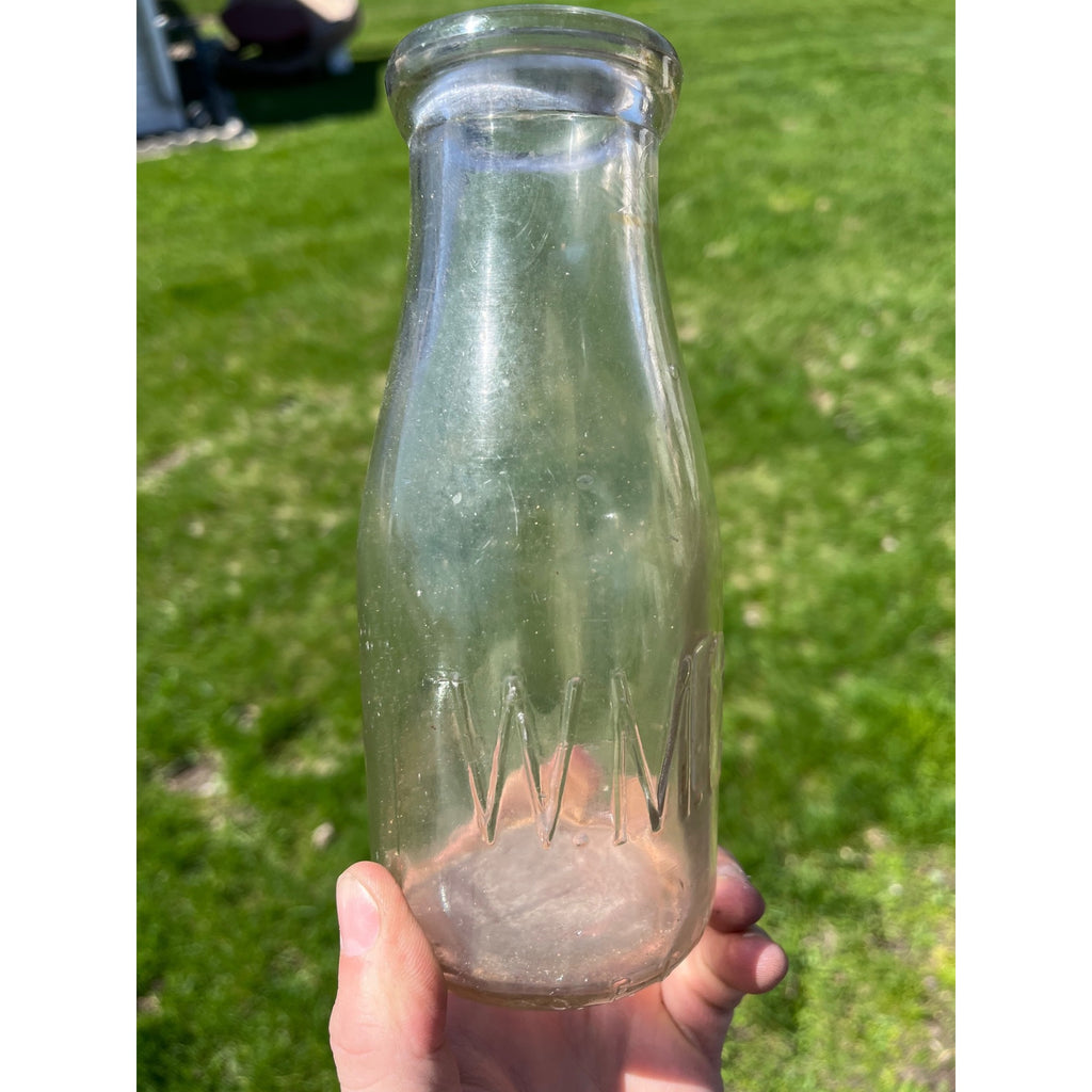 Vintage Waukesha Milk Company "W.M. Co." Embossed Pint Milk Bottle Wisconsin