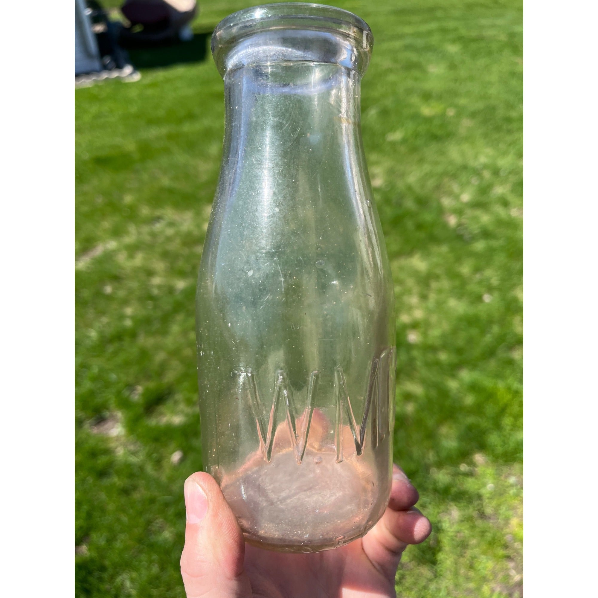 Vintage Waukesha Milk Company "W.M. Co." Embossed Pint Milk Bottle Wisconsin