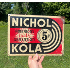 Nichol Kola Embossed Sign Advertising 1940s Sida Vintage 14" x 10"